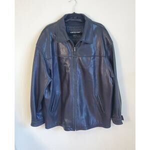 Vintage Maximo Luciano Milan Italy Men's Black Leather Zip Up 2‎ Pockets XL